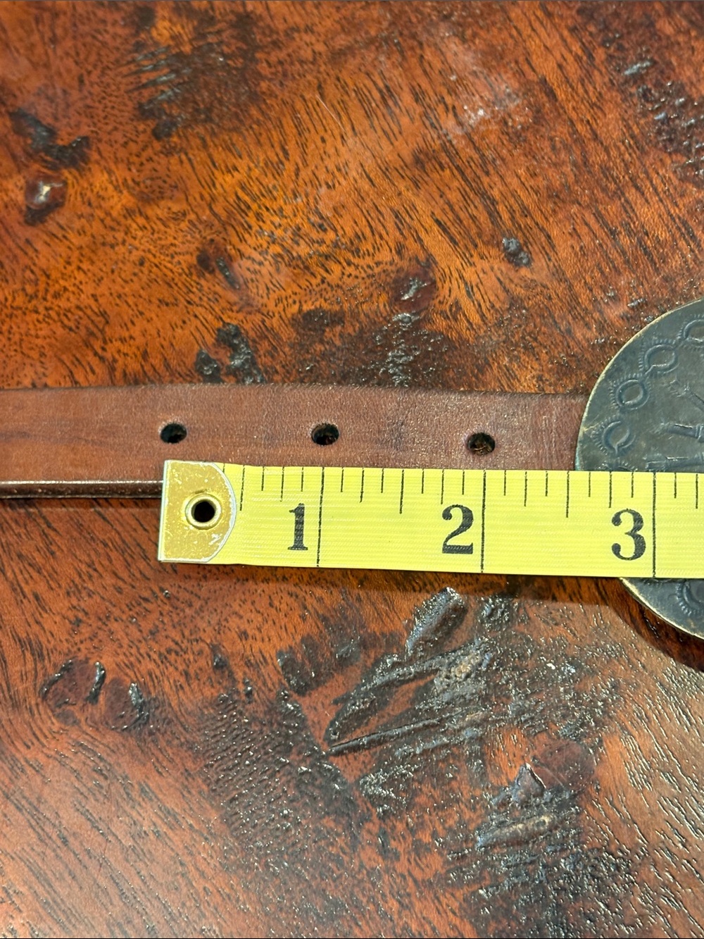 Ralph Lauren Collection Brown Leather Double Buckle Concho Chain Belt size Small - Picture 15 of 16